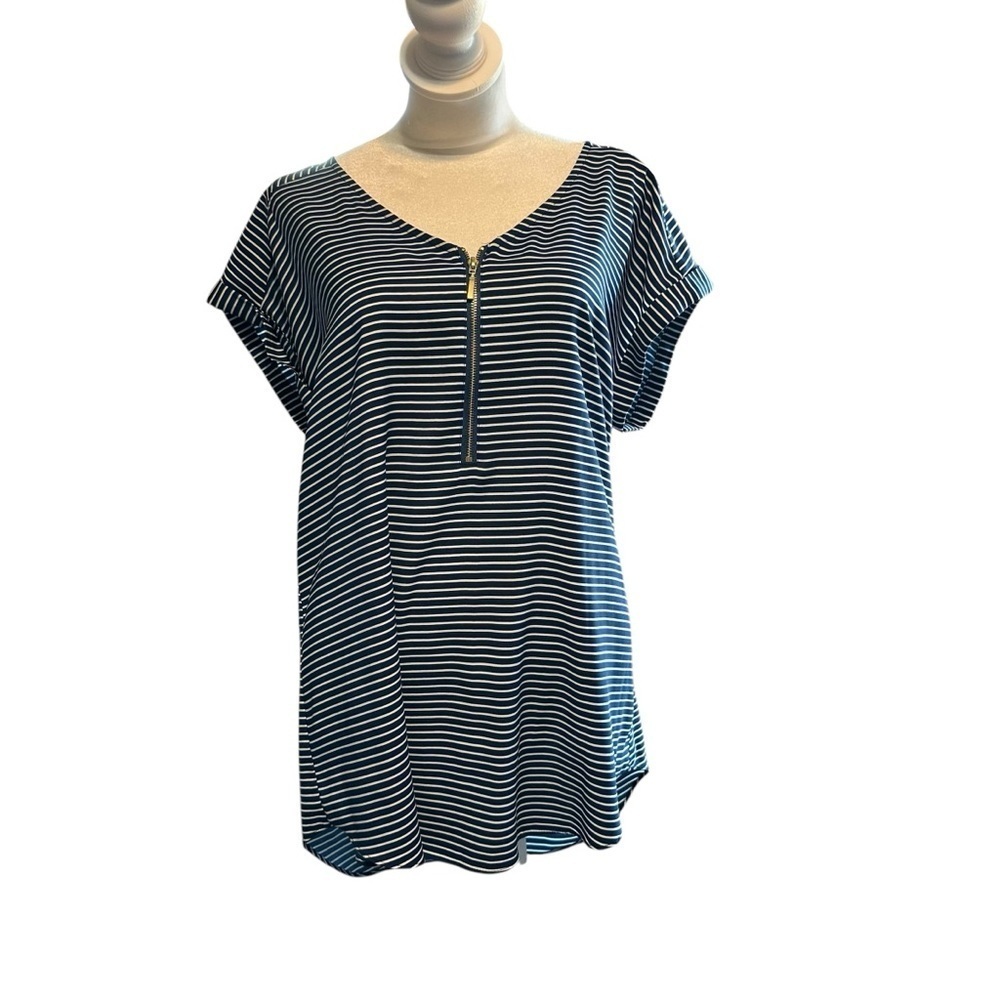 Express Blue and White Boxy Blouse